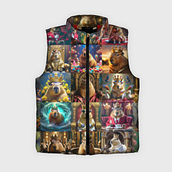 Женский жилет Коллаж много капибар в короне, цвет: 3D-красный