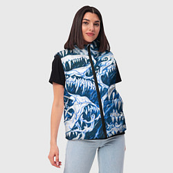 Женский жилет Белые клыки на синем фоне, цвет: 3D-черный — фото 2