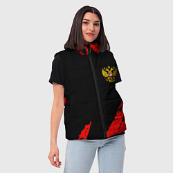 Женский жилет Россия герб краски красные, цвет: 3D-черный — фото 2