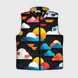 Женский жилет Цветные облака в черном небе
