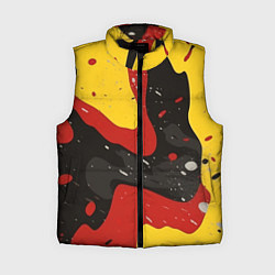 Женский жилет Красные желтые оранжевые пятна краски абстракция, цвет: 3D-черный