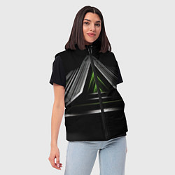 Женский жилет Black green abstract nvidia style, цвет: 3D-черный — фото 2