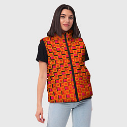 Женский жилет Фиолетовые квадраты на чёрном фоне, цвет: 3D-черный — фото 2