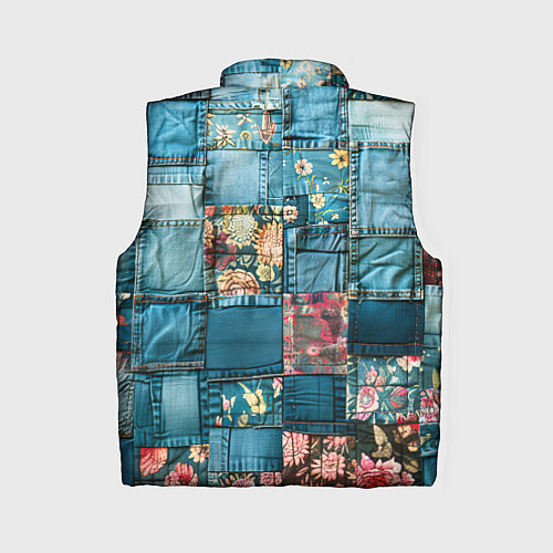Женский жилет Джинсовые лоскуты с цветочками / 3D-Красный – фото 2