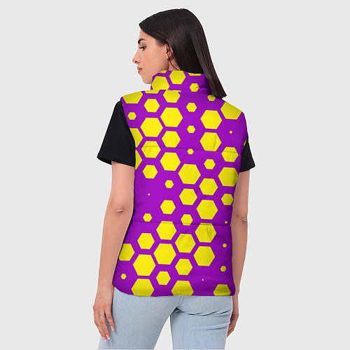 Женский жилет Желтые соты на фиолетовом фоне / 3D-Светло-серый – фото 4