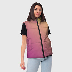 Женский жилет Градиент желтый малиновый по диагонали, цвет: 3D-черный — фото 2