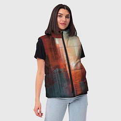 Женский жилет Размытый город на закате, цвет: 3D-черный — фото 2