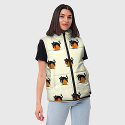 Женский жилет Черный котик на баскетбольном мяче узор, цвет: 3D-красный — фото 2