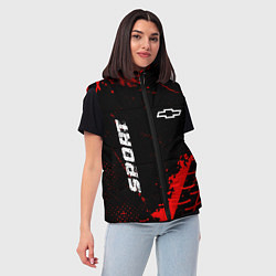 Женский жилет Chevrolet red sport tires, цвет: 3D-черный — фото 2