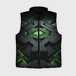 Женский жилет Объемная абстрактная яркая зеленая фигура на черно
