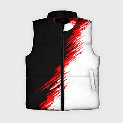 Женский жилет Черные красные и белые штрихи красок, цвет: 3D-красный