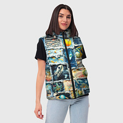 Женский жилет Космические обитатели - пэчворк, цвет: 3D-красный — фото 2