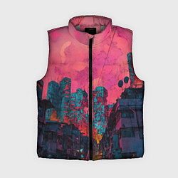 Женский жилет Абстрактный город в неоновых цветах, цвет: 3D-светло-серый