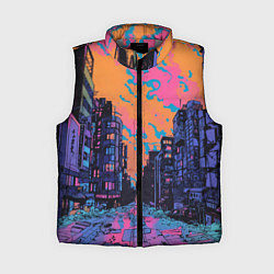 Женский жилет Киберпанк город в стиле комиксов, цвет: 3D-светло-серый