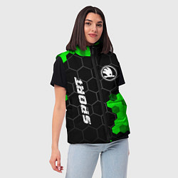Женский жилет Skoda green sport hexagon, цвет: 3D-черный — фото 2