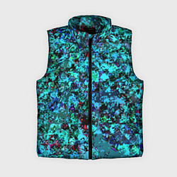 Женский жилет Абстракция яркий бирюзовый, цвет: 3D-черный