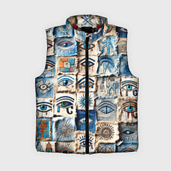 Женский жилет Глаза на пэчворк дениме, цвет: 3D-красный