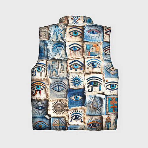 Женский жилет Глаза на пэчворк дениме / 3D-Красный – фото 2