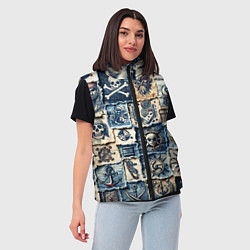 Женский жилет Пираты на пэчворк дениме, цвет: 3D-красный — фото 2