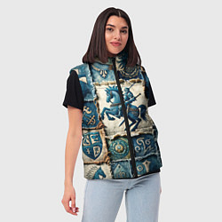 Женский жилет Рыцарь на пэчворк дениме, цвет: 3D-красный — фото 2