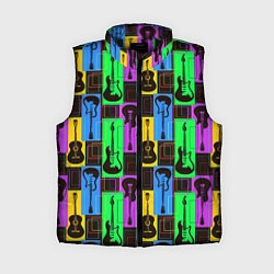 Женский жилет Красочные гитары, цвет: 3D-черный