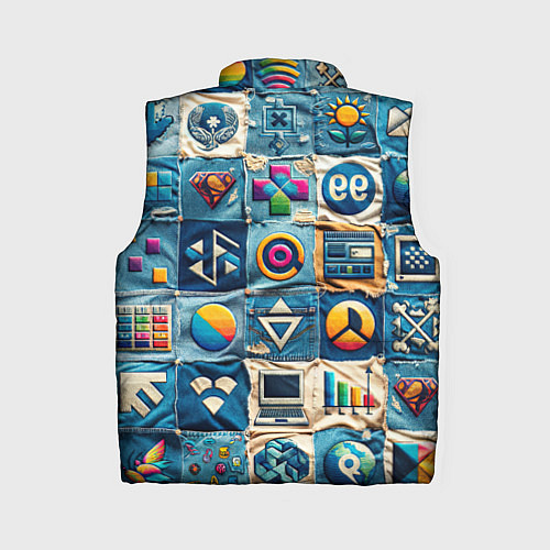 Женский жилет Пэчворк деним из девяностых / 3D-Красный – фото 2