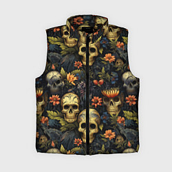 Женский жилет Осень и черепа, цвет: 3D-черный