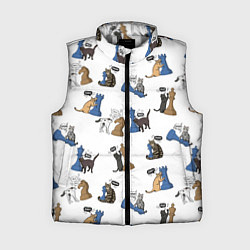 Женский жилет Котики и шахматы белый, цвет: 3D-светло-серый