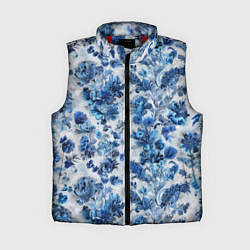 Женский жилет Цветочный сине-голубой узор