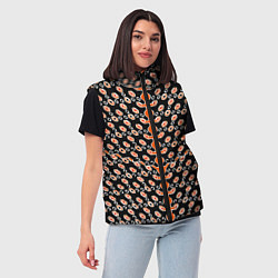 Женский жилет Оранжевые киберпанк ячейки на чёрном фоне, цвет: 3D-черный — фото 2