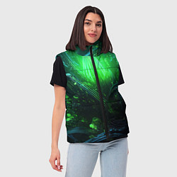 Женский жилет Зеленая кислотная яркая неоновая абстракция, цвет: 3D-черный — фото 2