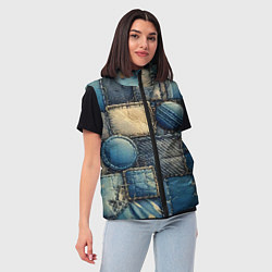 Женский жилет Denim patchwork - ai art, цвет: 3D-светло-серый — фото 2