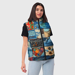 Женский жилет Vanguard denim patchwork - ai art, цвет: 3D-черный — фото 2