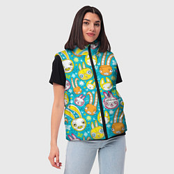 Женский жилет Разноцветные зайцы, цвет: 3D-черный — фото 2