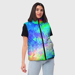 Женский жилет Сине-зелёная кислота тай-дай, цвет: 3D-черный — фото 2