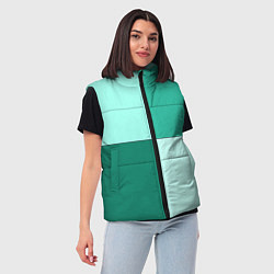 Женский жилет Геометричный зелёный и мятный, цвет: 3D-черный — фото 2