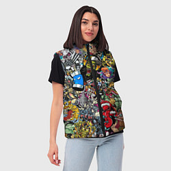 Женский жилет Разноцветные татуировки в стиле граффити, цвет: 3D-черный — фото 2