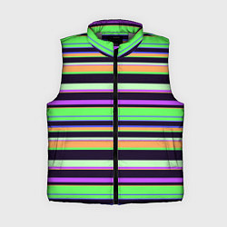 Женский жилет Зелёно-фиолетовый полосатый, цвет: 3D-светло-серый