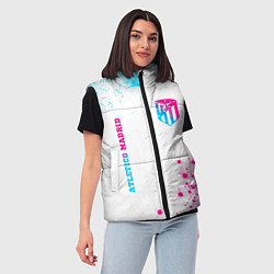 Женский жилет Atletico Madrid neon gradient style вертикально, цвет: 3D-черный — фото 2