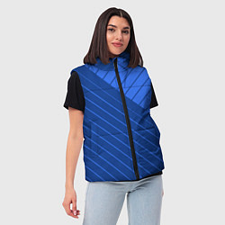Женский жилет Сине-голубой косые полосы, цвет: 3D-черный — фото 2
