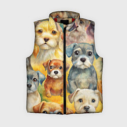 Женский жилет Красочный паттерн с щенками, цвет: 3D-красный