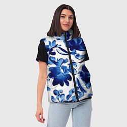 Женский жилет Гжель акварель, цвет: 3D-черный — фото 2