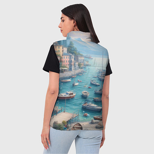 Женский жилет Гавань с лодками / 3D-Светло-серый – фото 4