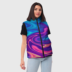 Женский жилет Неоновый градиент синий и оранжевый, цвет: 3D-красный — фото 2