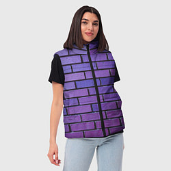 Женский жилет Кирпичная стена фиолетовый паттерн, цвет: 3D-красный — фото 2