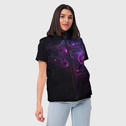 Женский жилет Космическая объемная абстракция с фиолетовым свече, цвет: 3D-черный — фото 2