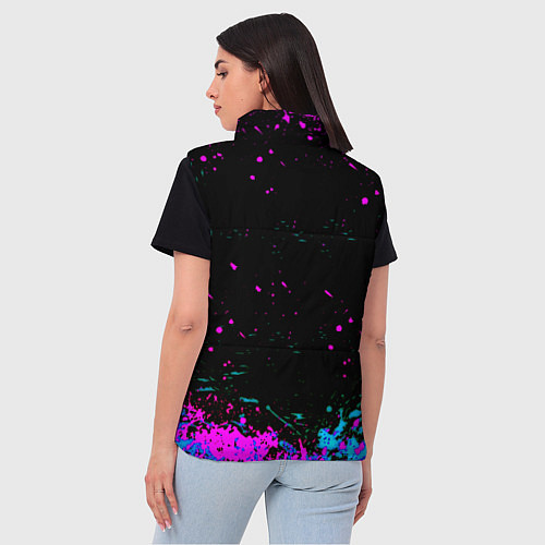 Женский жилет Герб в стиле киберпанк краски / 3D-Светло-серый – фото 4