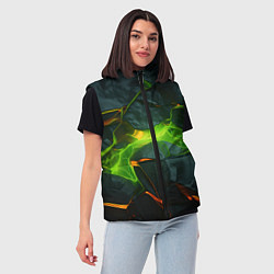 Женский жилет Неоновая яркая геометрическая абстракция со светом, цвет: 3D-черный — фото 2