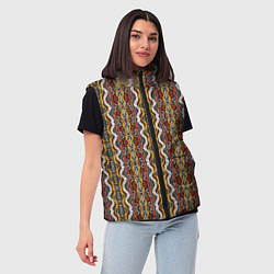 Женский жилет Оранжевые африканские волны, цвет: 3D-черный — фото 2