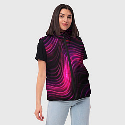 Женский жилет Неоновая яркая геометрическая абстракция со светом, цвет: 3D-черный — фото 2
